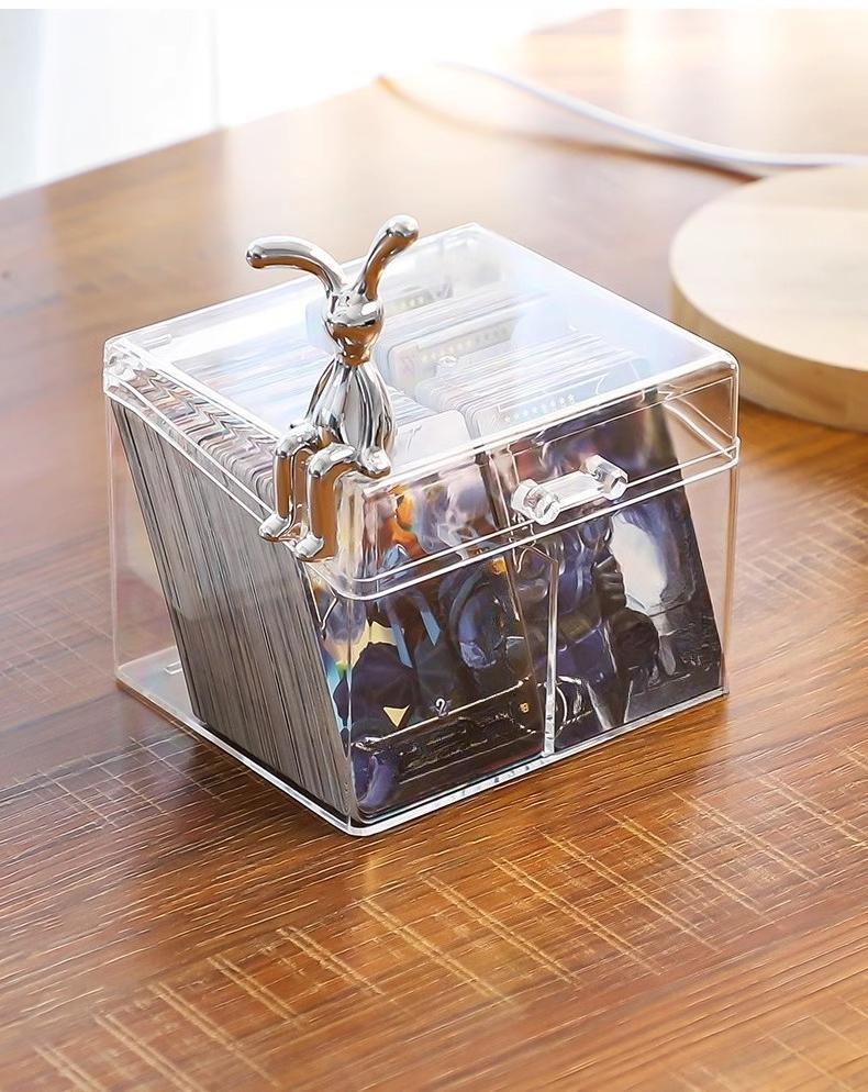 1pc Card Storage Box Acrylic Transparent Case for Blind Box Cards Compartment Flip Cover Organizer for Business Cards