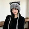 Winter outdoor warm wool hat female sweet cute cat ear knitted hat fleece ear protection face small pullover hat