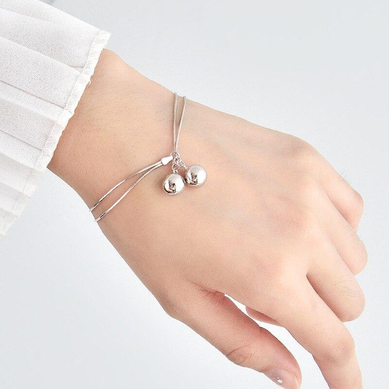 S925 стерлингового серебра колокольчики браслет простой шарм тонкий браслет женские модные украшения подарок на день рождения S-B69