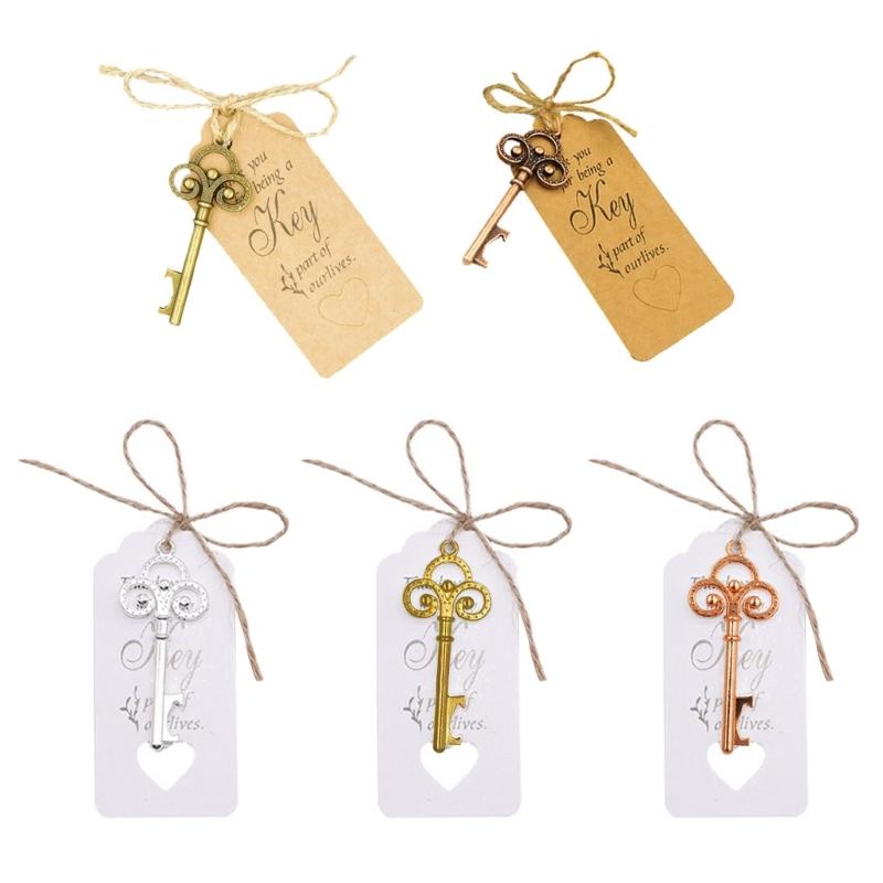20pcs Skeleton Key Bottle Opener with Card Tag Bridal Shower Party-Favor Souvenir-Gift for Guests Wedding Party Decor