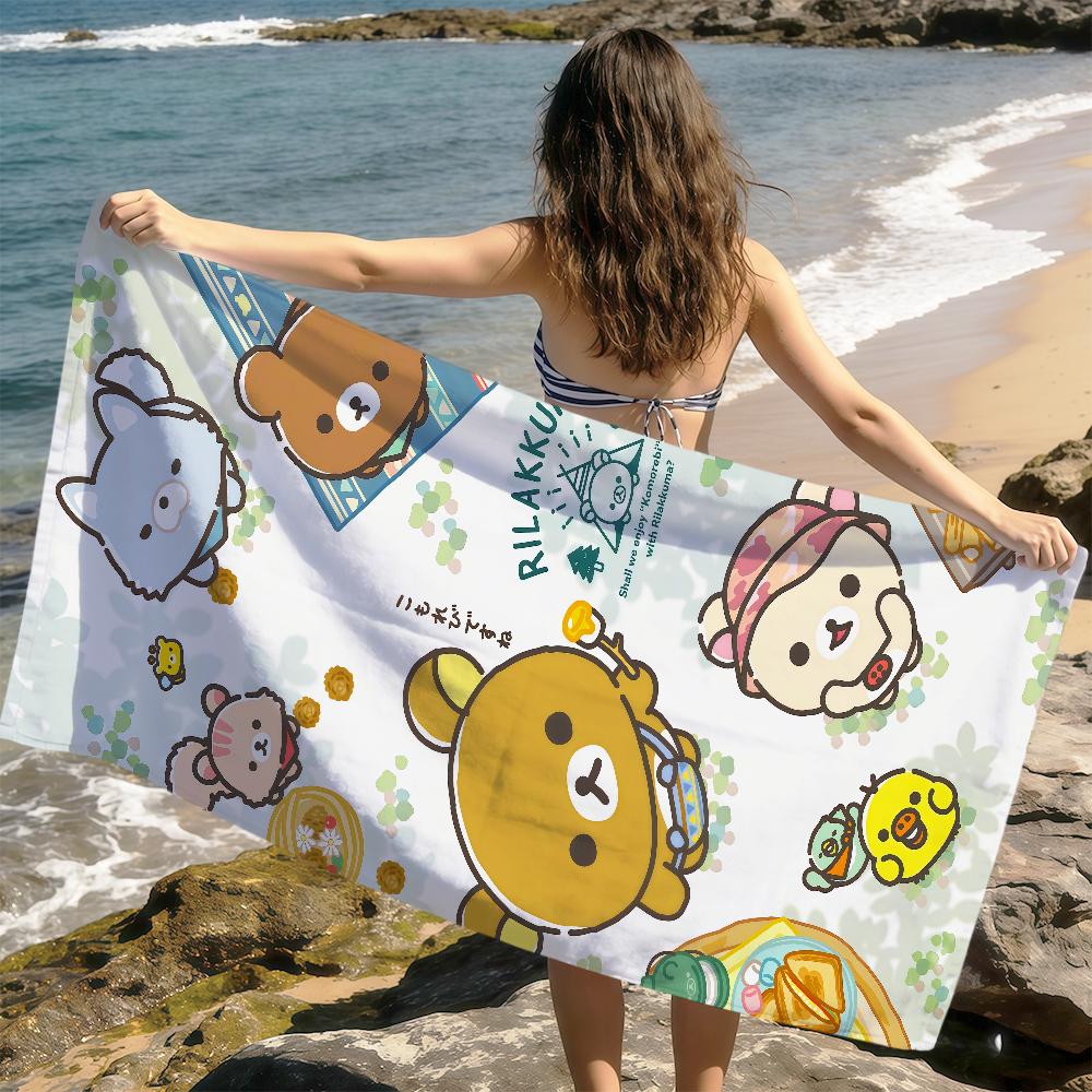 Милый мультяшный мишка R-Rilakkuma мягкое пляжное полотенце для сушки полотенце для путешествий купание летний отпуск купание бассейн лагерь подарок