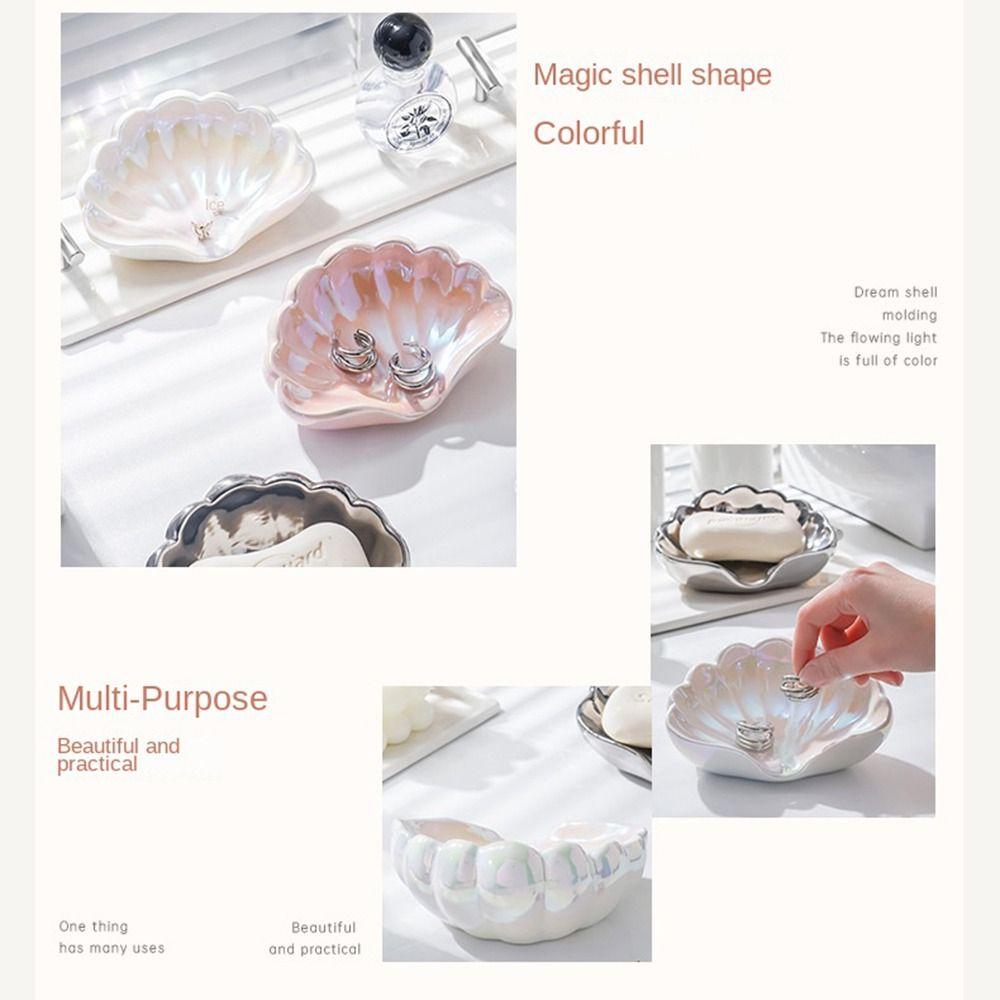 Sea Shell Shape Shell Storage Box Ceramic Swan Soap Case Cute Soap Holder  Household