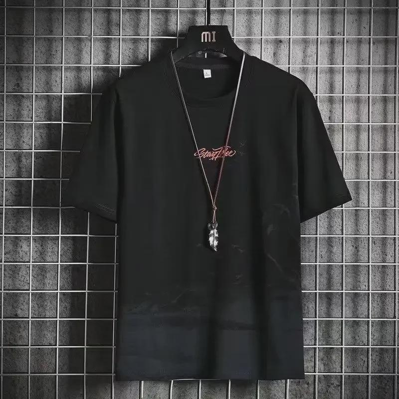 Мужская летняя футболка свободного кроя Ice Silk с короткими рукавами