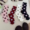 4 Pairs Breathable Women's Ankle Socks Flocking Heart Pattern Stretchy Fit Nylon Fabric Crew Socks for Work and Leisure