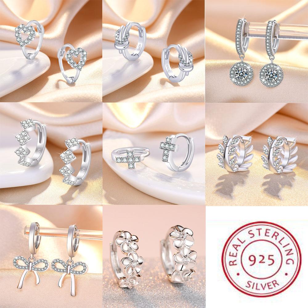 925 Sterling Silver Zircon Buckle Earrings For Women Fashion Exquisite Student Girlfriend Jewelry Accessories Party GiftGood product