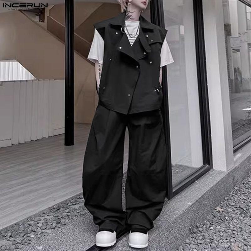 INCERUN Мужские повседневные комплекты из двух предметов: безрукавка и длинные брюки-карго