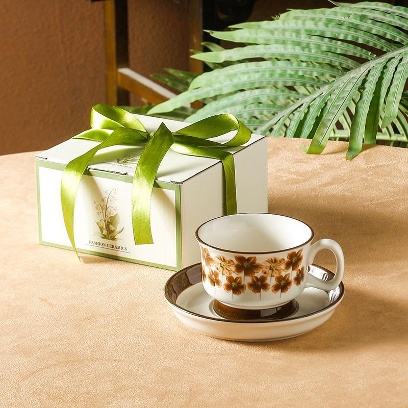 High-Value Retro Coffee Cup And Saucer Set, Home Breakfast Cup, Afternoon Teacup, Latte, Water Cup, Souvenir