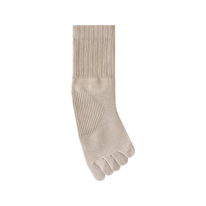 Five Fingers Socks Men's Autumn New Solid Colour Men's Cotton Antibacterial Anti-odour Anti-pilling Breathable Sweat Casual Mid-calf Men's Socks