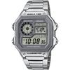 World Time Digital Men's Watch AE-1200 Series Genuine BOX Overseas Model (Silver X Gray Metal Band AE-1200WHD-7AV)