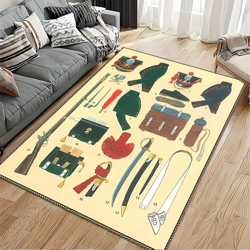 Military Uniform Accessories Chart suitable as a non-slip mat for the living room or bedroom sofa