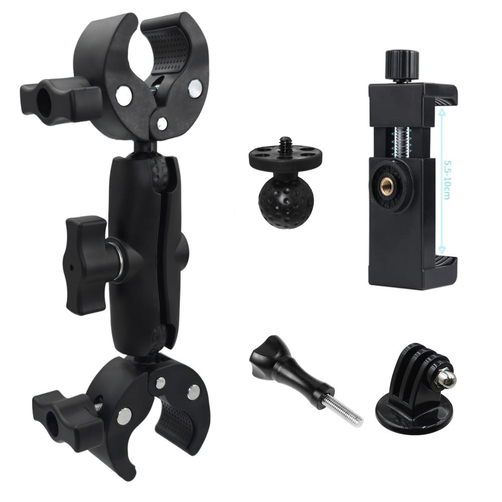 Crab Super Clamp Double Clip Camera Bracket For Dji Action6 5Pro GoPro Insta360 X5 Motorcycle Bicycle Handlebar Mount Accessory