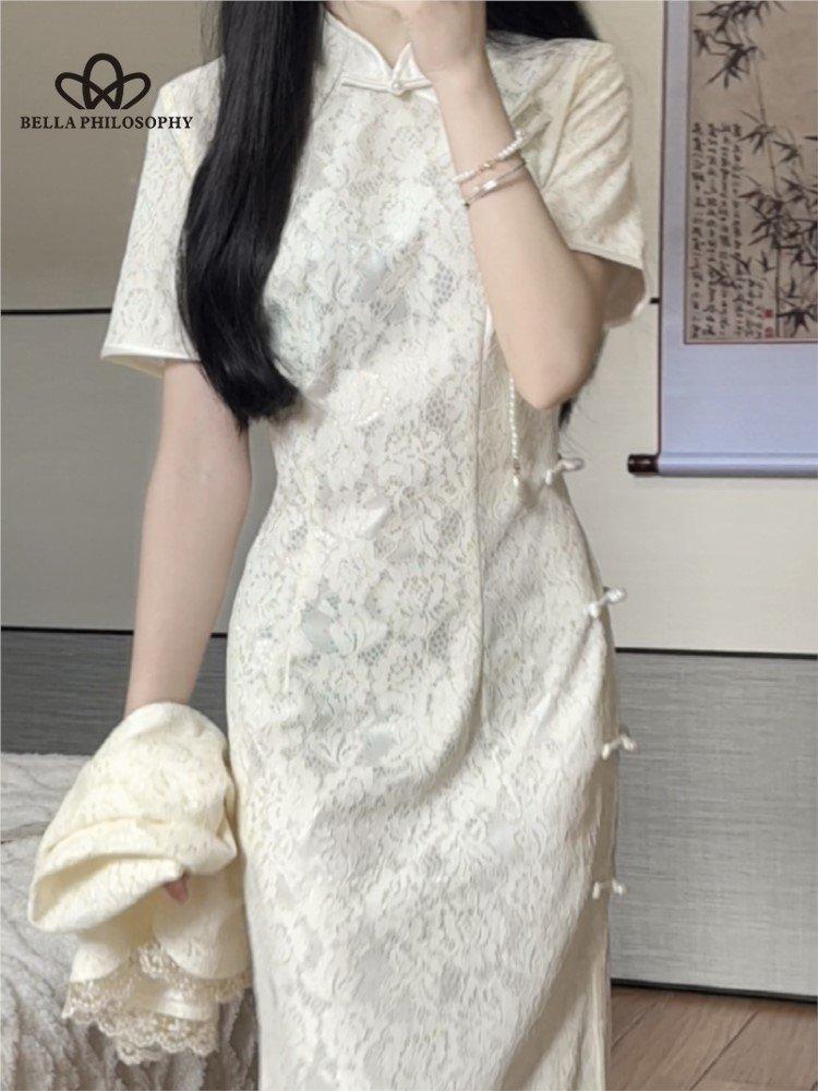 Китайское летнее традиционное китайское платье Cheongsam для женщин и девочек, ретро Ципао, облегающее, с цветочным принтом, винтажное модное длинное платье