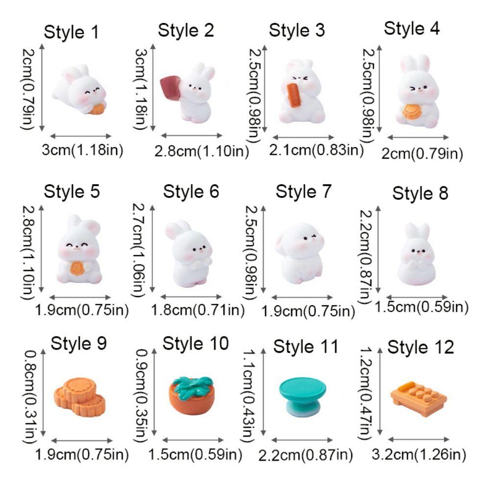 Chinese Style Bunny Micro Landscape Cartoon Bunny Statue Mooncake Rabbit Ornament  Fairy Garden