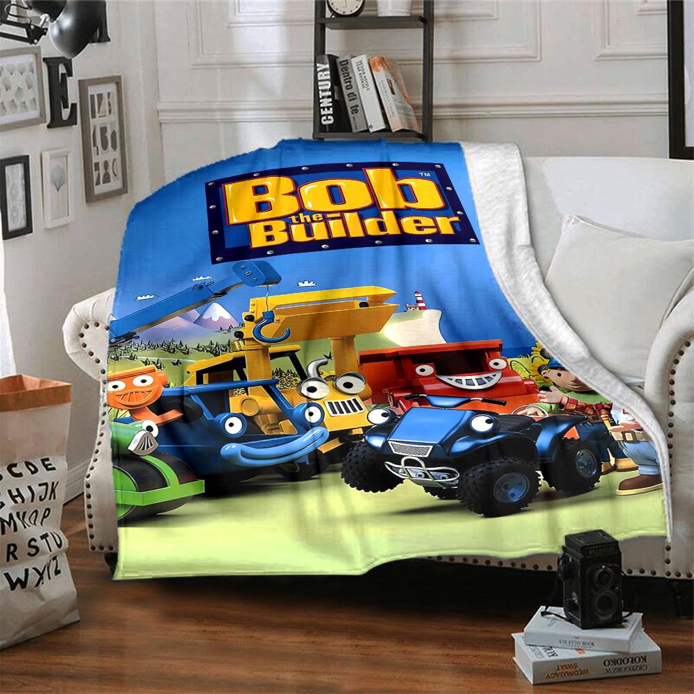 Bob the Builder Theme Printed Blanket - Perfect for Couch, Bed, Travel & Outdoor Use | Machine Washable, Cozy & Durable.