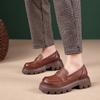 First Layer Cowhide Loafers Women's Spring and Autumn New Soft Leather British Style Foam Platform Single Shoes Women's Muffin Shoes