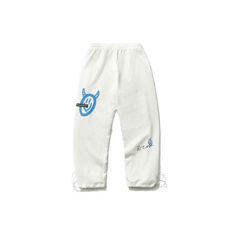 Li Ning CF Sports Fashion Series Graffiti Print Cuffs Loose Sports Long Брюки Мужские Брюки Off-White AKLR491-3