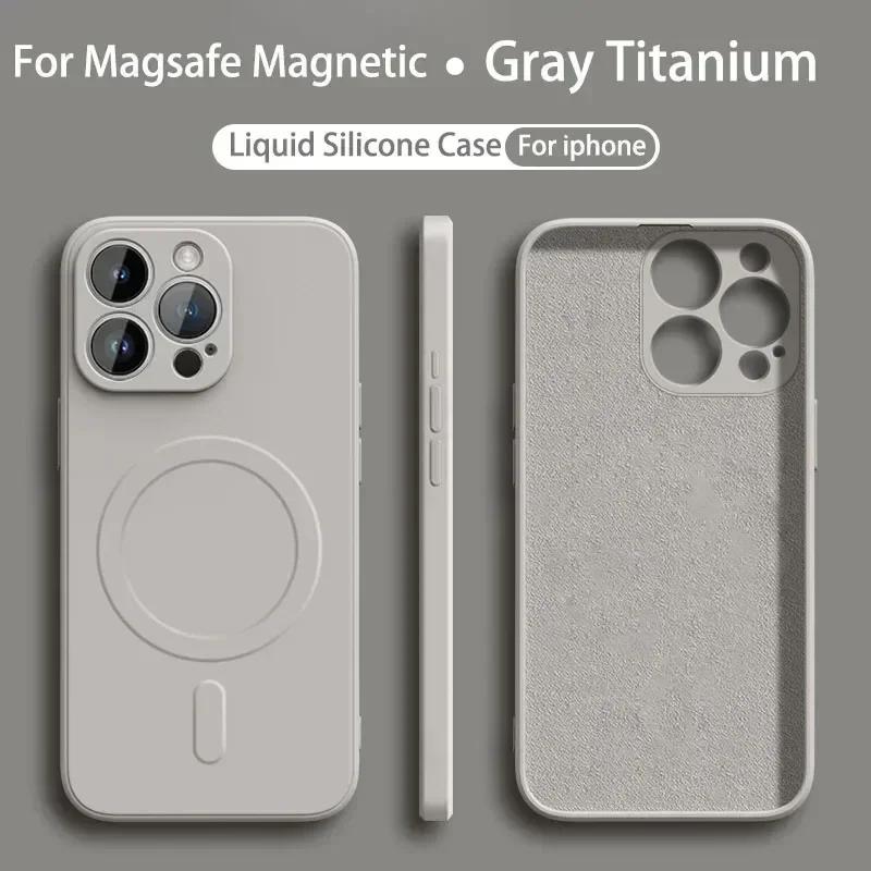 Жидкий силиконовый чехол для For Iphone 17 16 15 14 13 11 12 Pro Max Plus Mini Air Для Magsafe Магнитная беспроводная зарядка Мягкая крышка funda