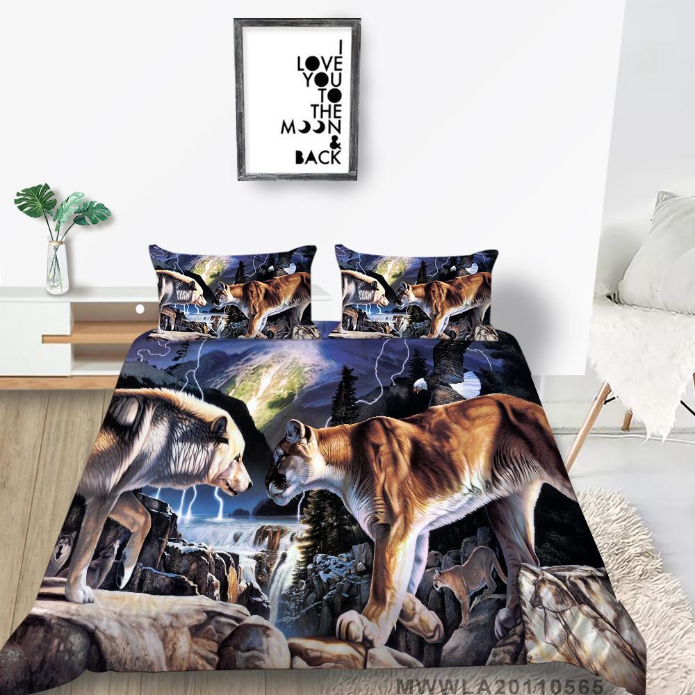 2023 New Style 3D Wolf Printed Single King Size Luxury Duvet Cover Set with Bedding Pillow Home Textiles Duvet Cover Sets