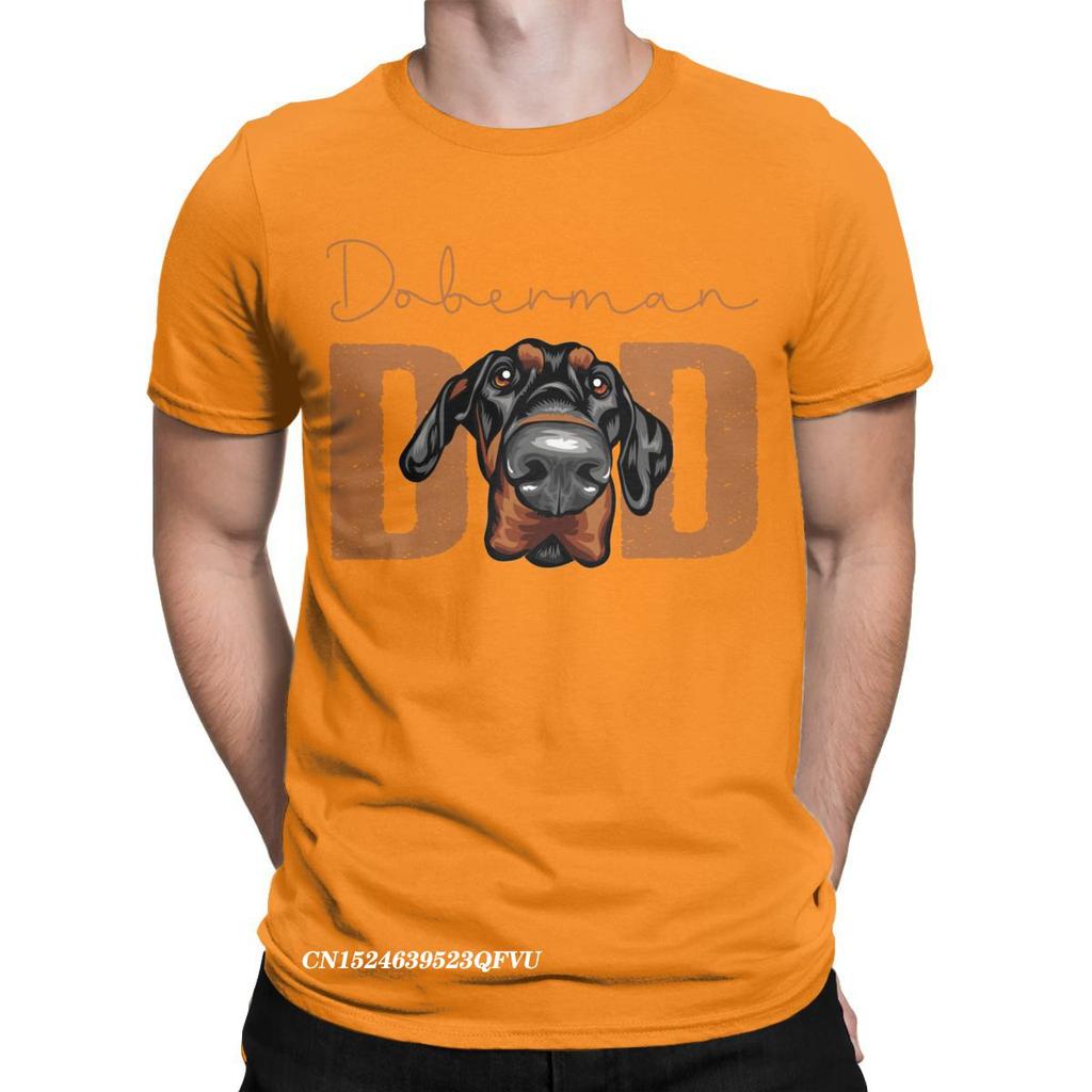 Men Doberman Dad Dog Tops T Shirts Animal Pet Oversized Pure Cotton Novelty Harajuku Crewneck Tees Aesthetic Camisas T-Shirt