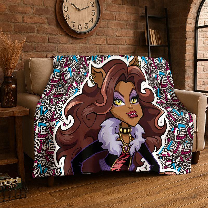 Мультяшное одеяло Monster High Draculaura Вампир, мягкое фланелевое плед, уютное одеяло для кровати, дивана, дивана, спальни, гостиной, пикника