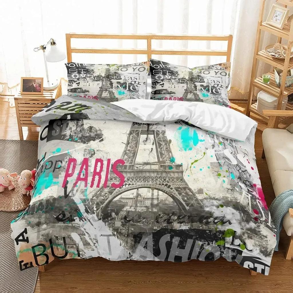 Eiffel Tower Bedding Duvet Cover Set 3d Digital Printing Bed Linen Fashion Design Comforter Cover Bedding Sets Bed Set