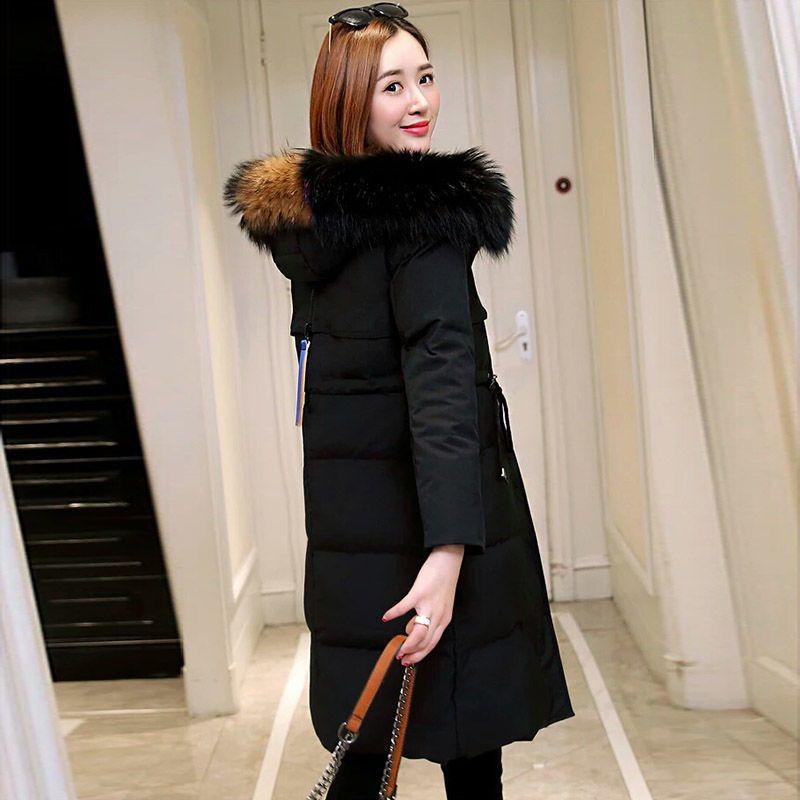 High-end Luxury Down Cotton-padded Clothes Women's Medium and Long New Cotton-padded Clothes Waist Slim-fitting Color Coats