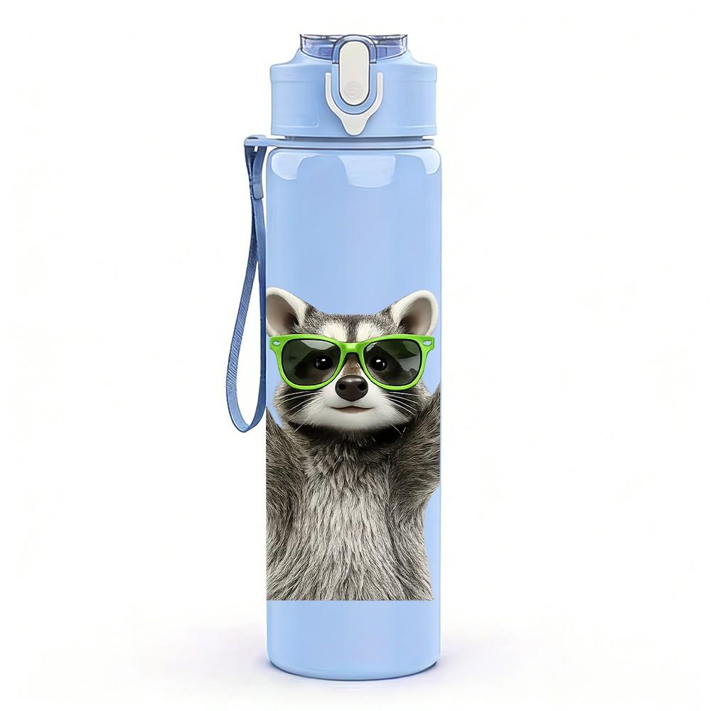1PC Gorilla Raising Hands Fun Cartoon Print 750ml Color Plastic Sports Water Bottle Leakproof Flip Straw Lid Suitable for Sports Office Home Use