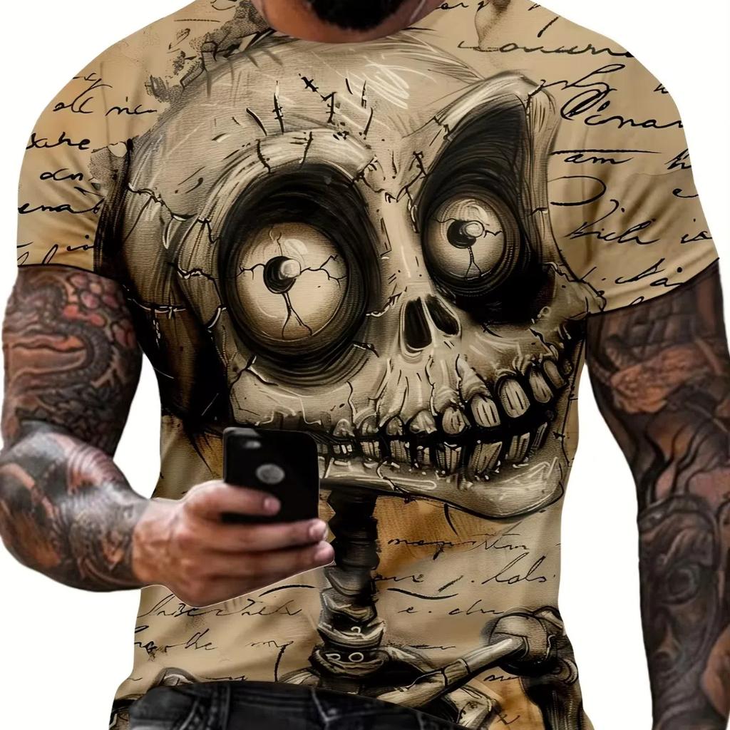 Мужская футболка с коротким рукавом и круглым вырезом с принтом Monster Graphic, мужская летняя одежда, мягкая, слегка эластичная ткань из смеси полиэстера