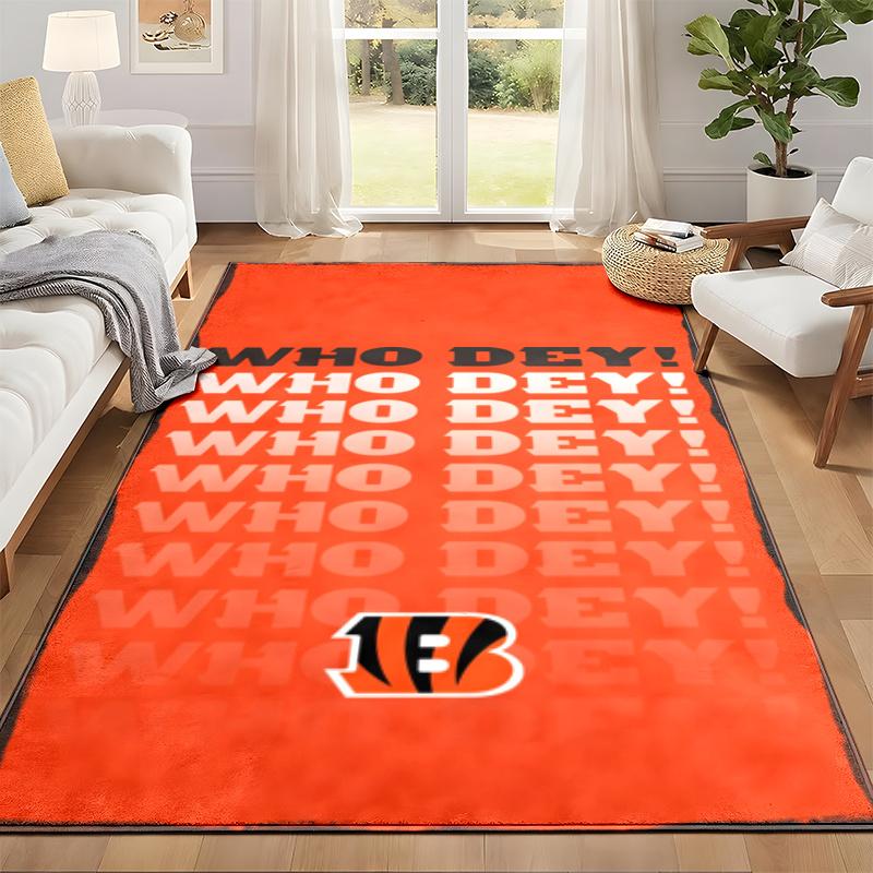 Cincinnati Bengals Carpet Door Mat for Living Room or Bedroom Protective Mat Under Chair Office Decoration Christmas Gift Birthday Present