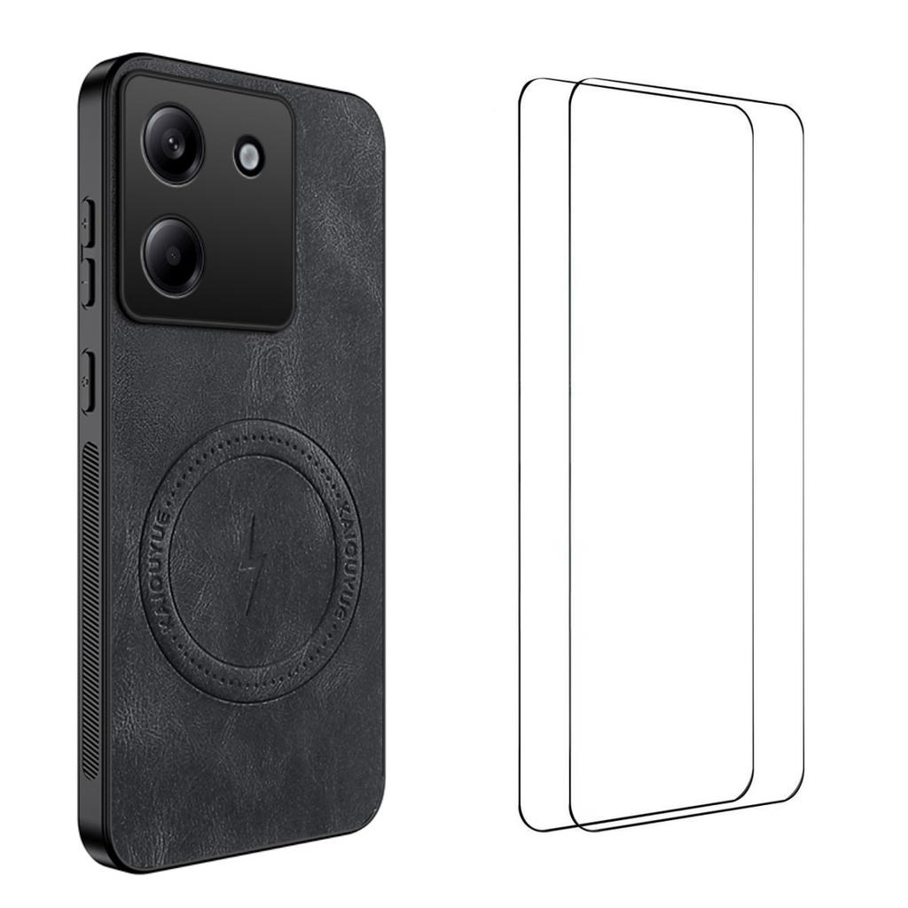 Для Xiaomi Poco M7 Pro 5G Магнитный чехол WANLONFENG Серия SD PC TPU Чехол для телефона с 2 шт. Защитной пленкой