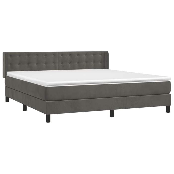 Maison Exclusive - Sommier à lattes de lit et matelas Gris foncé 160x200cm Velours
