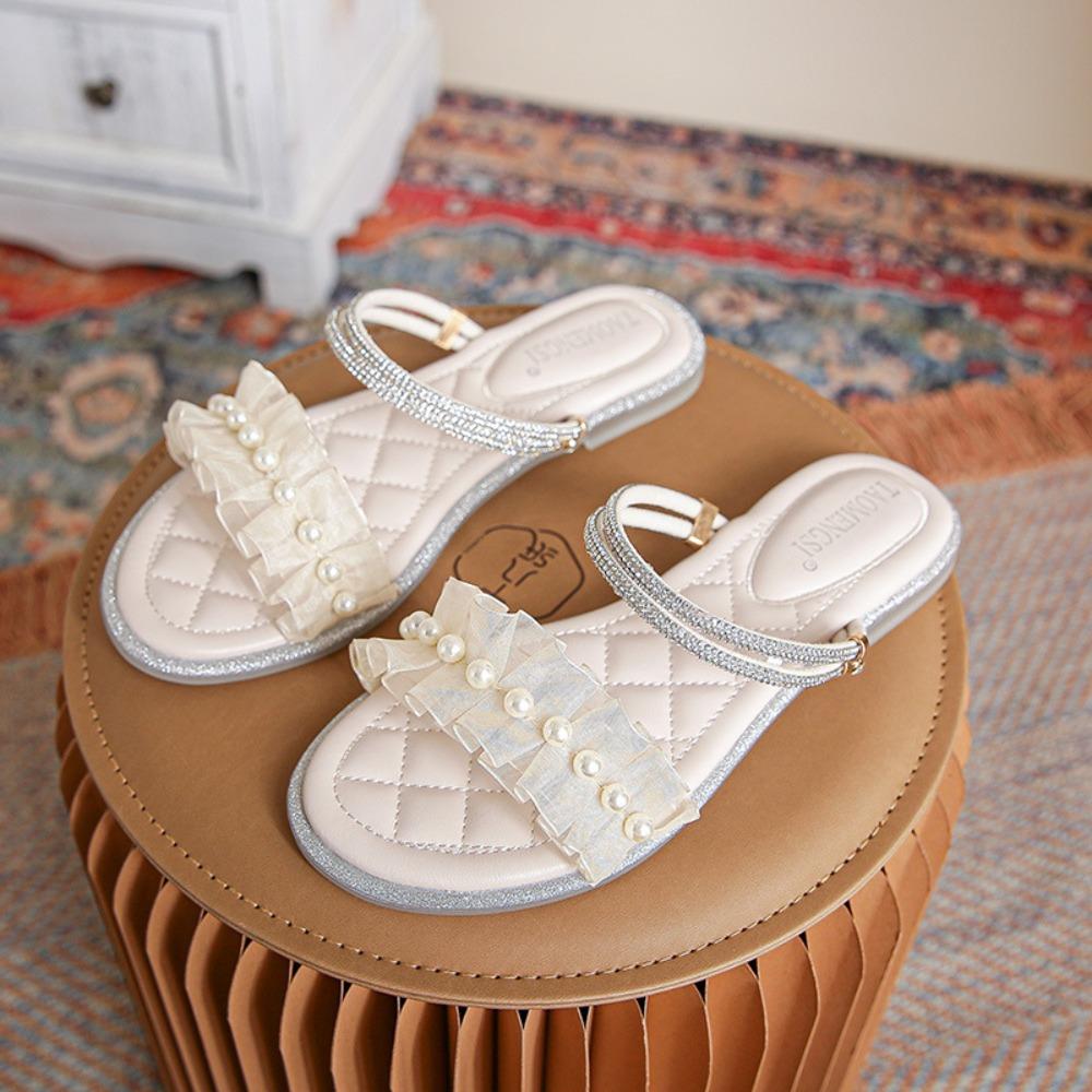 Тапочки Женская верхняя одежда 2024 Новая женская обувь Универсальные сандалии Женские летние туфли на плоской подошве большого размера Sandalias Transparente