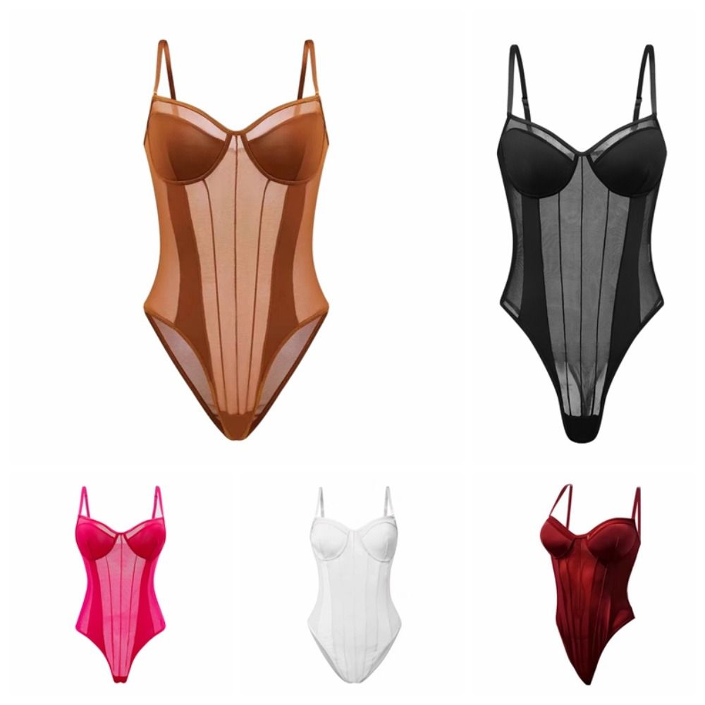 Комбинезоны без рукавов с глубоким V-образным вырезом, облегающий сетчатый боди, женская пляжная одежда, комбинезоны-майки, лето