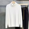 Autumn/Winter Korean Mid-Neck Men's Knitted Sweater, Trendy Half-High Collar, Solid Color Base Layer.