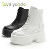 Women's and Schoolgirl Retro Personality Platform Elevation Marton Boots, Autumn and Winter Fashion Design Leather Boots