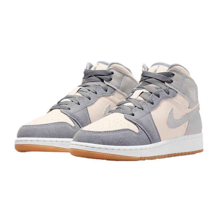 Air Jordan 1 Mid SE GS Coconut Milk Particle Grey Детские кроссовки Кремовые DN4346-100