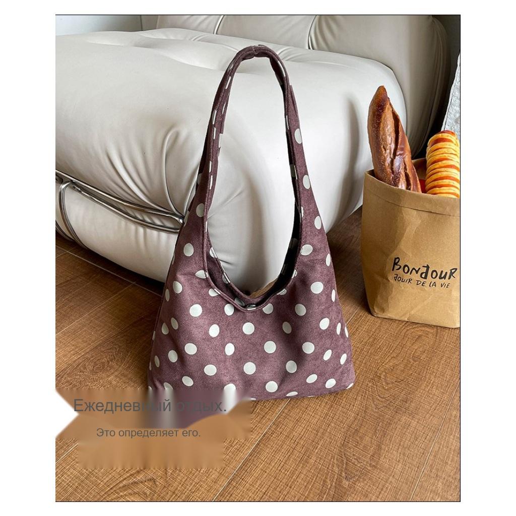 Shoulder Bag Women Fabric Polka Dot Large Capacity Daily Commute