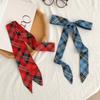 Silk Scarf, Long Strip Printed Plaid Scarf, Narrow Version Tie, Personalized Trend Headscarf, Bow Headband, Belt, Waist Tie.