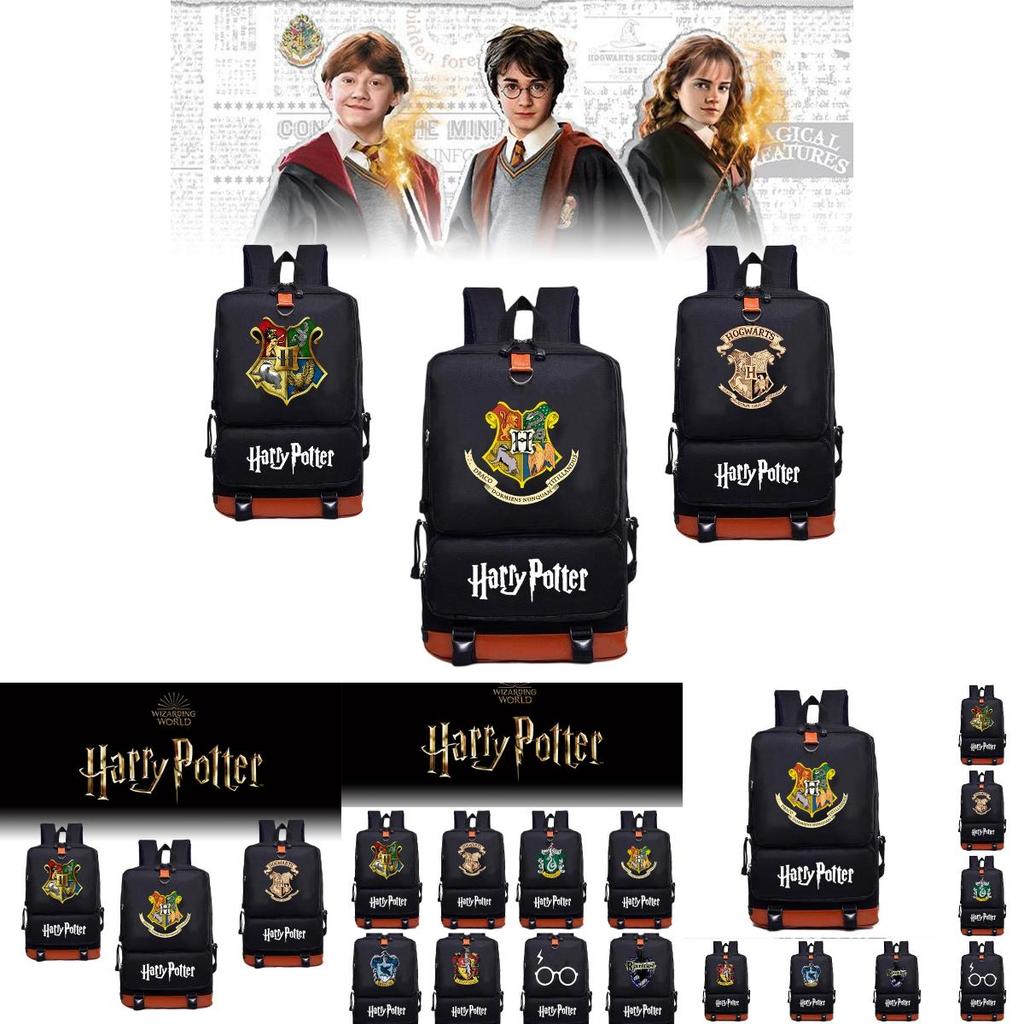 Stylish Harry Potter Print Canvas Backpack With Hidden Zipper Pockets