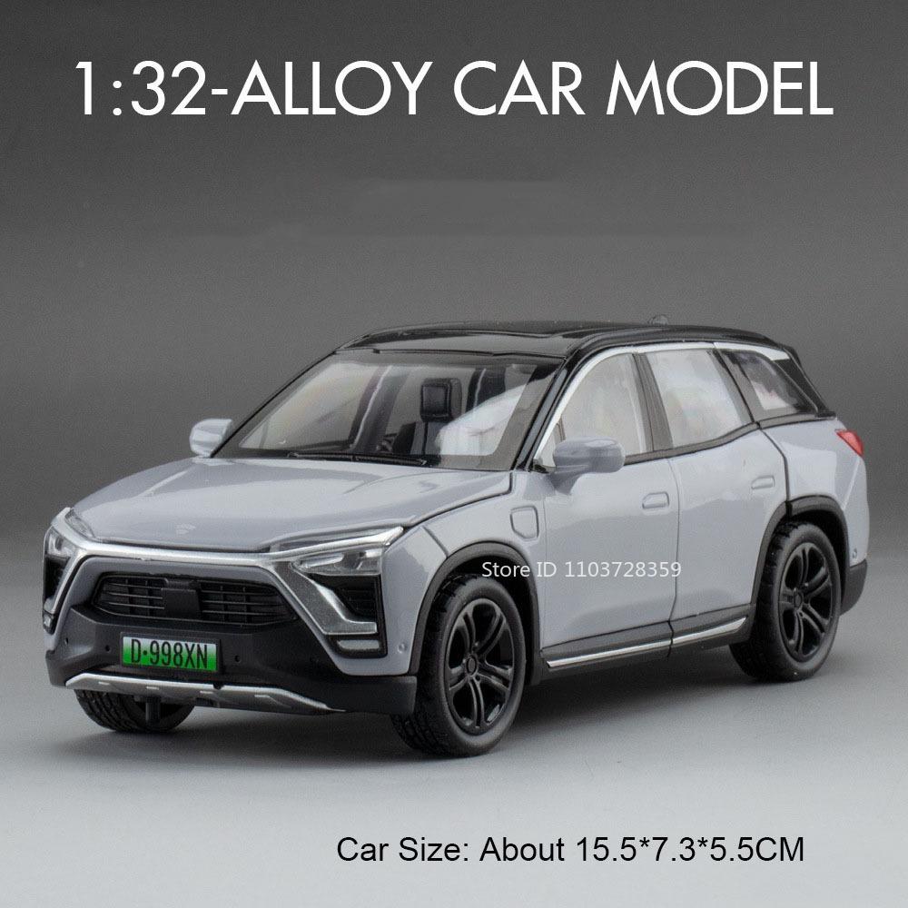 1:Масштаб 1:32 NIO ES8 Li ONE Модели Автомобилей Сплав Литье Под Давлением Миниатюрные Транспортные Средства Игрушки Звук Свет Двери Открываются Оттянуть Назад Для Детей Подарки