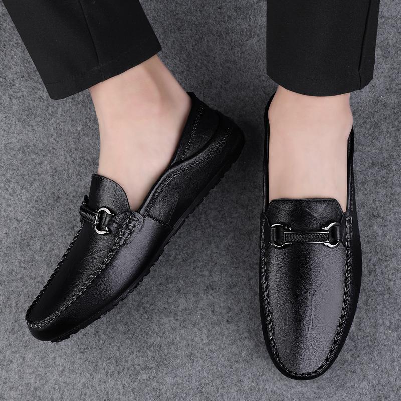 All-match Mens Slip On Casual Shoes New Brand Mens Leather Loafers Classic Men Shoes for Wedding Outdoor Male Comfortable Flats