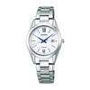 Seiko Watch Exceline Solar Radio-Controlled Titanium Watch, White Dial, SWCW145, Women's, Silver