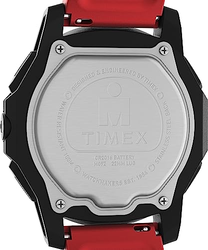 Мужские часы Timex Adrenaline 46 мм - красный ремешок цифровой циферблат черный корпус, красный