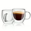 250ml Double-layer Transparent Glass Coffee Cup with Handle Double-layer Heat Insulation High Temperature Juice Milk Cup