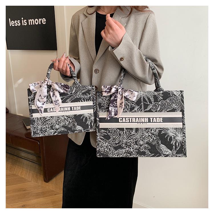 Женская модная сумка-тоут с принтом и шелковым платком – Вместительная, универсальная сумка для поездок на работу