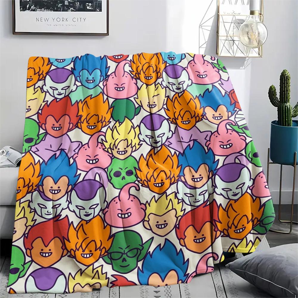 Dragon Ball Goku Print Blanket Flannel Warm Comfortable for Bedroom Sofa Chair Picnic Travel Home.-TING