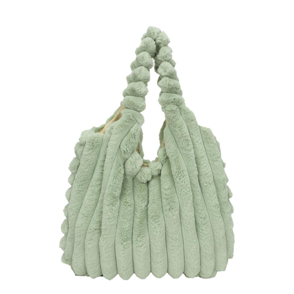 Stylish Large Capacity Plush Tote Bag Soft Urban Chic Fluffy Shoulder Bag