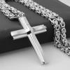 Stainless Steel Cross Necklaces Crucifix Pendant & Necklace for Men Vintage Stainless Steel Men 6mm Byzantine Chain