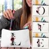 Black Letter Flowers Pencil Storage Pouch Eco Canvas Bags Office Student Pen Pencil Bag School Supplies Organizer Student Gifts