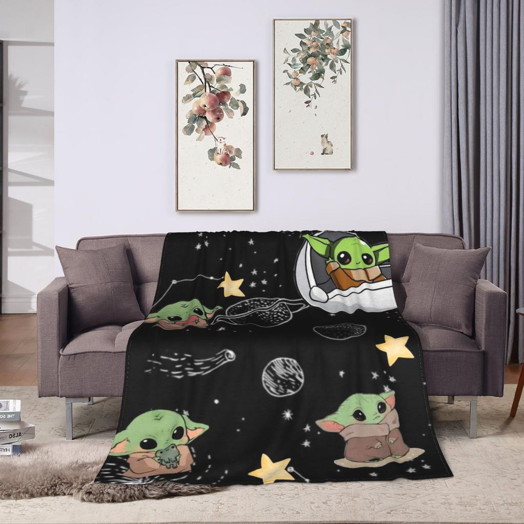 Grogu W-Warss Baby Yodas Blankets Camping Flannel Throw Blanket For Living Room Warm Custom DIY Quality Bedspread